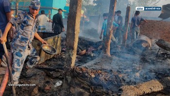 वसन्तपुरमा भीषण आगलागी, ९ परिवारका २६ घरटहरा नष्ट
