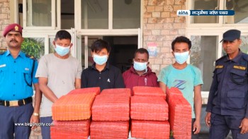 प्रहरीकाे विशेष अपरेशन : दुधौरा खोलामा गाँजा ओसारपसार गर्ने चार जना पक्राउ, ६ बोरा लागुऔषध बरामद
