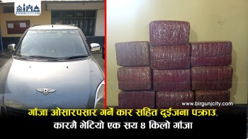 गाँजा ओसारपसार गर्ने कार सहित दुईजना पक्राउ, कारमै भेटियाे एक सय ४ किलाे गाँजा