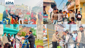 राधेमाई टोलमा उज्यालो नेपाल पार्टीको घरदैलो कार्यक्रम, उम्मेदवार सिंहलाई भव्य स्वागत