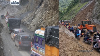 मुग्लिन–नारायणगढ सडकखण्डमा पहिरोका कारण एकतर्फी यातायात सञ्चालन